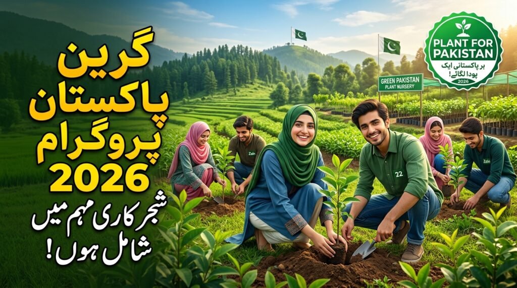 Green Pakistan Programme shajarkari - Students planting trees for Pakistan